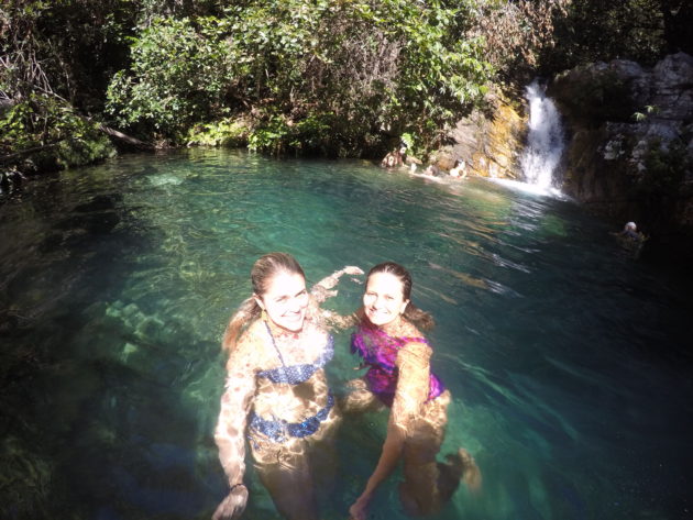 Eu e Lily na cachoeira Barbarinha, Chapada dos Veadeiros